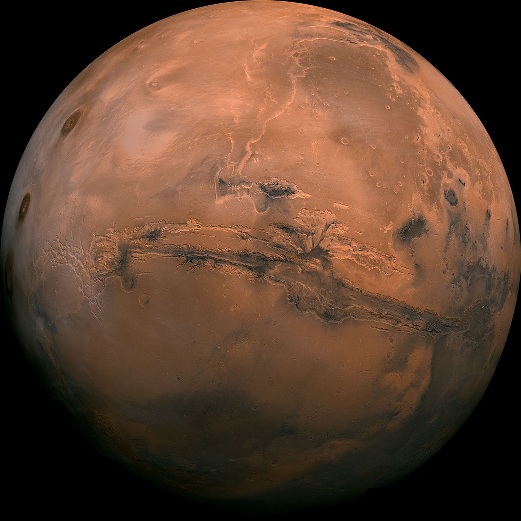 NASA Viking Orbiter mosaic showing the Valles Marineris hemisphere of Mars